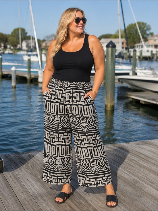 Cynthia Rowley Pants - Cynthia Rowley Black and White Cropped Wide-Leg Pants